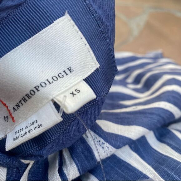 Anthropologie Long-Sleeve Sweetheart maxi Dress in BLUE MOTIF size XS NWT - Picture 8 of 16